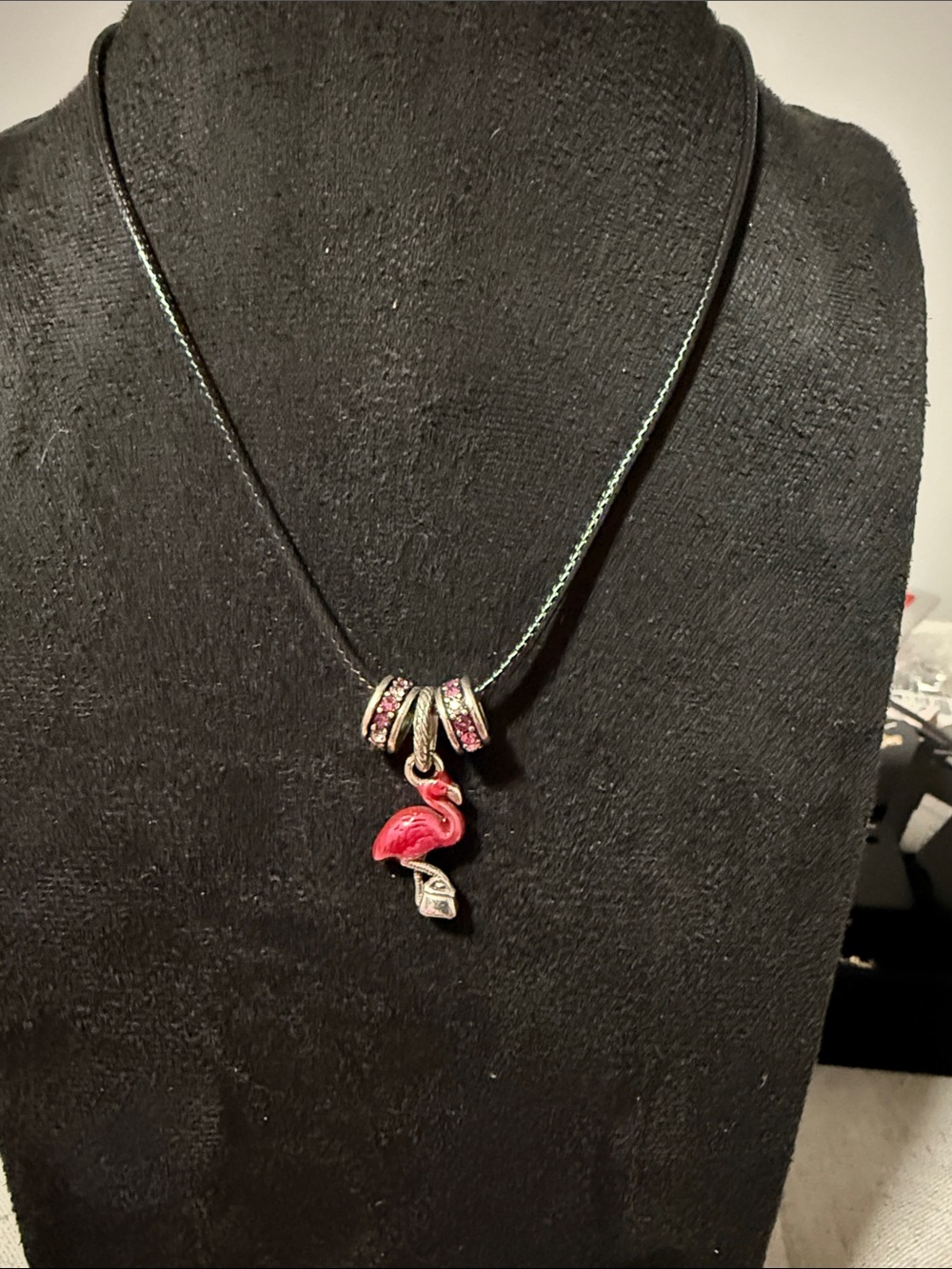Pink Flamingo with two Spacers Necklace Brighton
